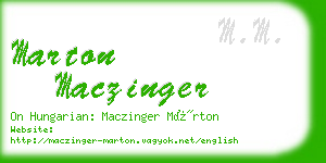 marton maczinger business card